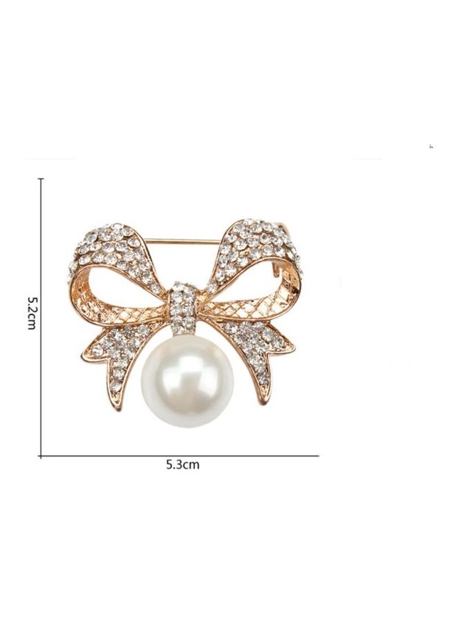 J.J Hand made Creative Design Bow Pearl Brooch - Image 2