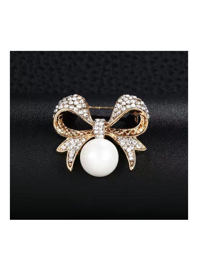 J.J Hand made Creative Design Bow Pearl Brooch - Image 3