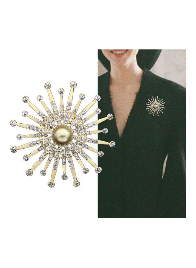 J.J Hand made - Sunflower Rhinestone Brooch - Image 1