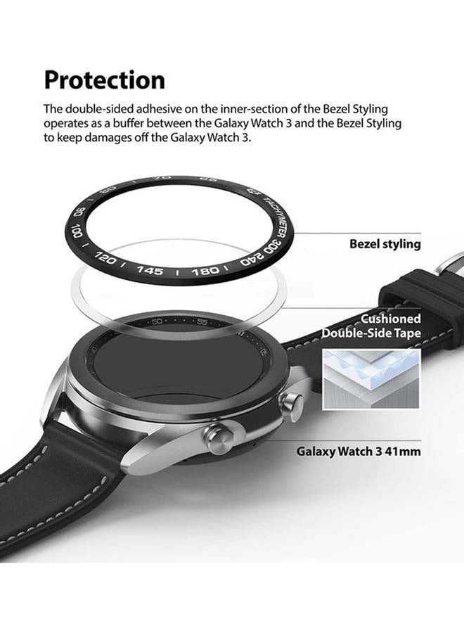 Ringke Stainless Steel Bezel Ring Adhesive Cover Scratch Protection For Galaxy Watch 3 Black  - Image 2