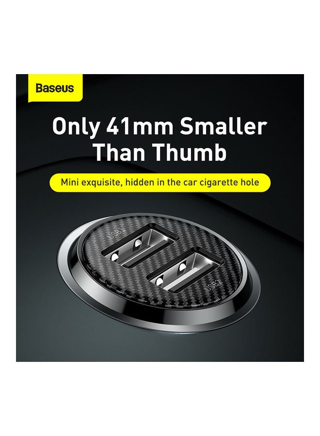Baseus Car Charger Mini 24w Car Phone Charger Portable 4.8A Dual USB Car Charge Adapter compatible for iPhone 13 Pro/13 Pro Max/13/13 mini/12 Pro Max/11, New iPad 9,iPad mini-6,iPad Pro, Galaxy S20,etc. Black  - Image 2