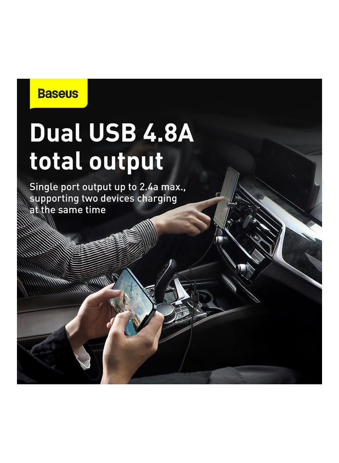 Baseus Car Charger Mini 24w Car Phone Charger Portable 4.8A Dual USB Car Charge Adapter compatible for iPhone 13 Pro/13 Pro Max/13/13 mini/12 Pro Max/11, New iPad 9,iPad mini-6,iPad Pro, Galaxy S20,etc. Black  - Image 3