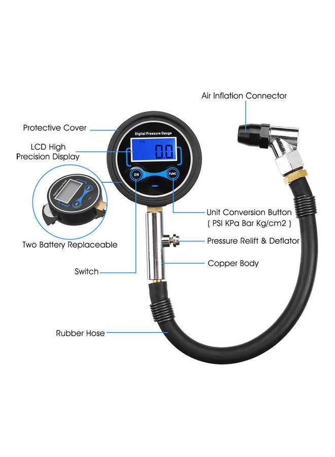 Generic Digital LCD Tyre Air Pump Pressure Gauge Tester  - Image 2