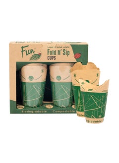 Fun 10 Piece Fold And Sip Biodegradable Paper Cups Multicolour  - Image 1