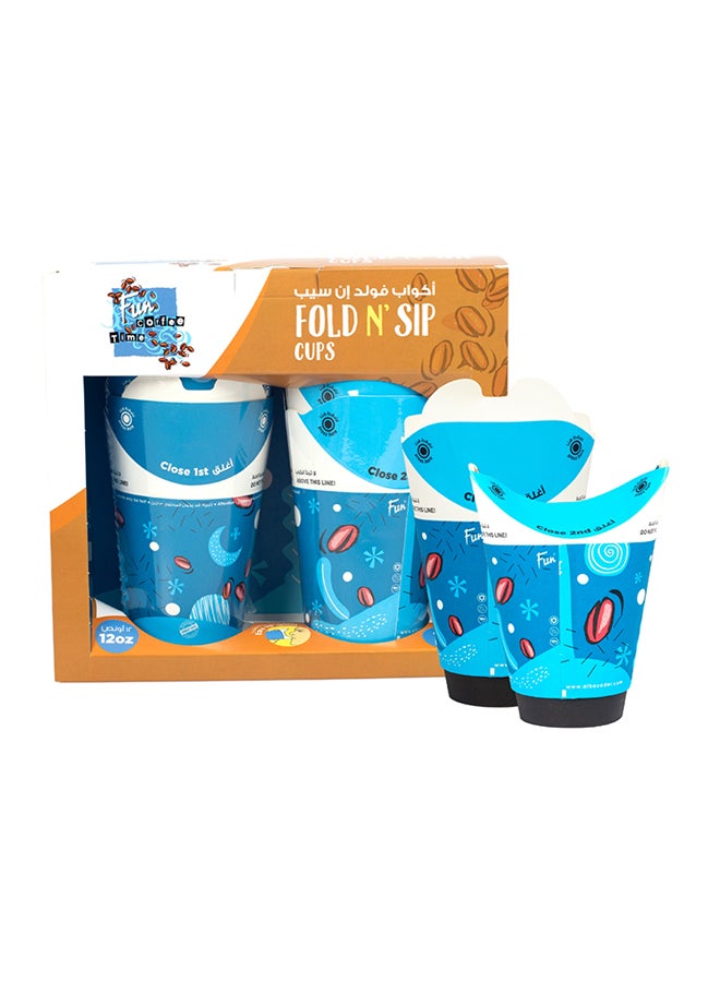 Fun 10 Piece Fold And Sip Biodegradable Paper Cups Multicolour  - Image 1