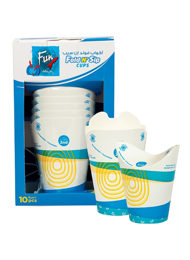 Fun - 10 Piece Fold And Sip Biodegradable Paper Cups Multicolour - Image 1