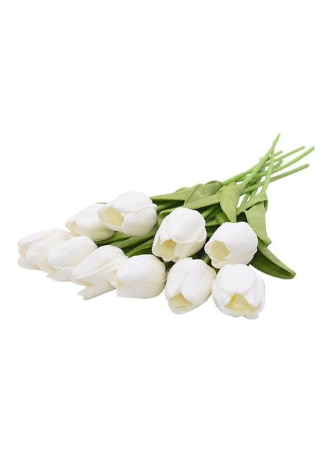 10-Piece Tulip Artificial Flower White/Green