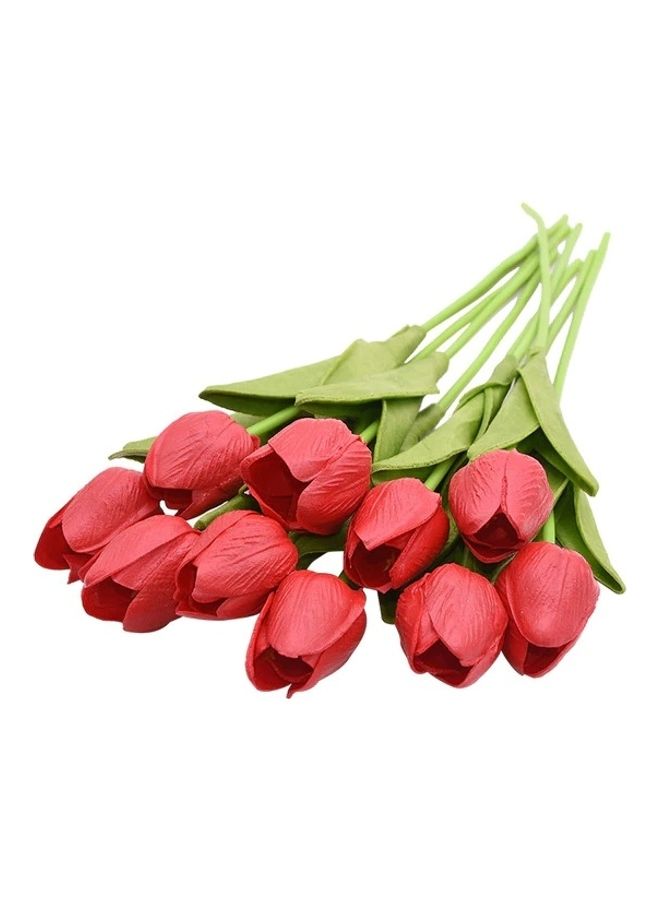 10-Piece Tulip Artificial Flower Red/Green - v1623142341/N48030228A_1