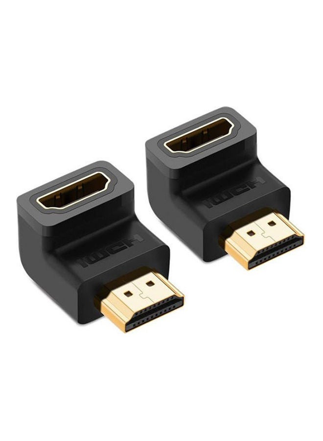 محول HDMI بزاوية قائمة 90 درجة، مطلي بالذهب، وسلك HDMI ذكر إلى أنثى عالي السرعة. أسود