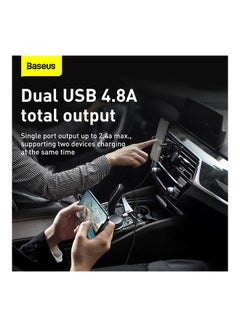 Baseus Car Charger Mini 24w Car Phone Charger Portable 4.8A Dual USB Car Charge Adapter compatible for iPhone 13 Pro/13 Pro Max/13/13 mini/12 Pro Max/11, New iPad 9,iPad mini-6,iPad Pro, Galaxy S20,etc. White  - Image 3