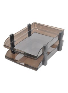 Folding File Tray Set Of 3 Trays Suitable For A4 Documents Smoky Brown