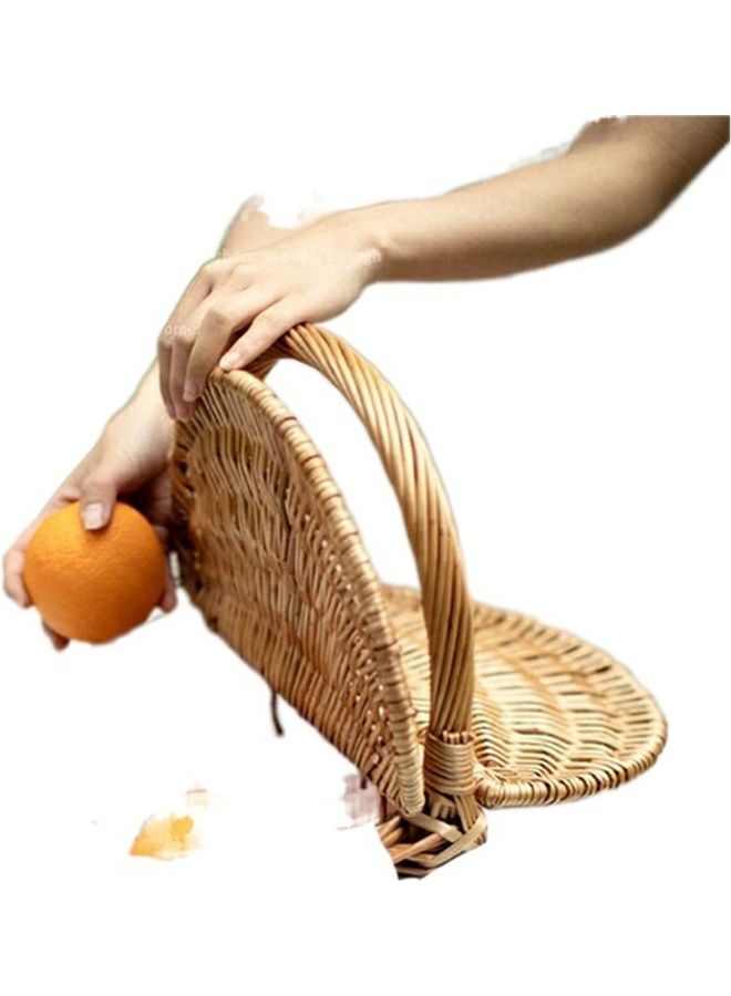 Generic Sundries Snack Bread Portable Picnic Storage Basket Brown/White 26x20x14cm  - Image 2