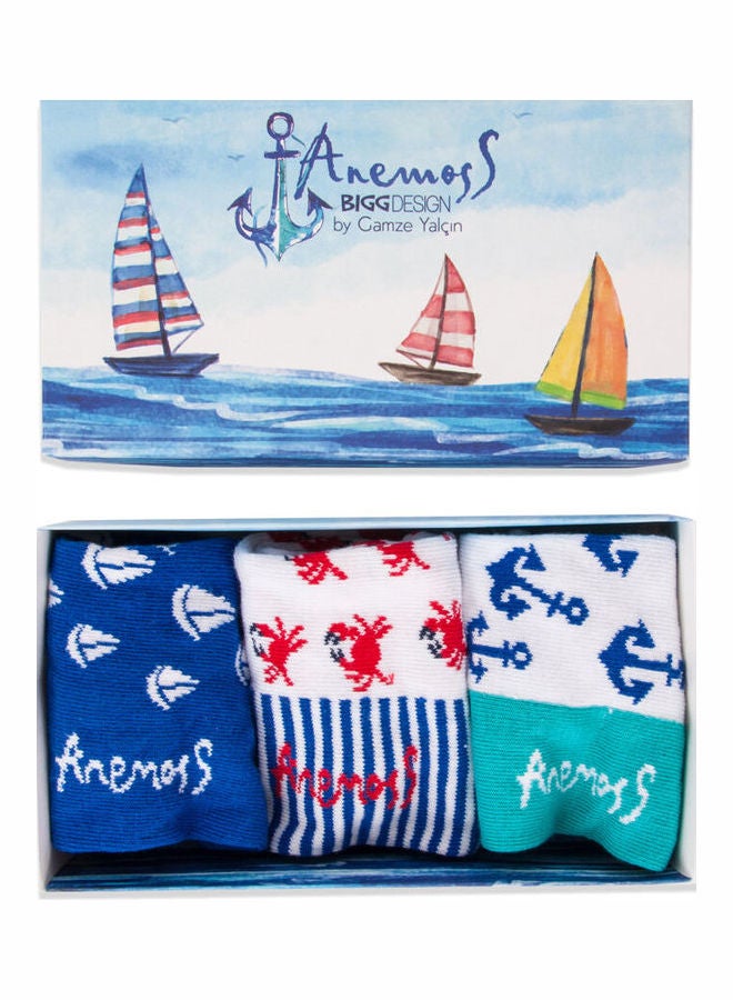 Biggdesign 3-Pair Colorful Anemoss Socks Set Multicolour  - Image 2