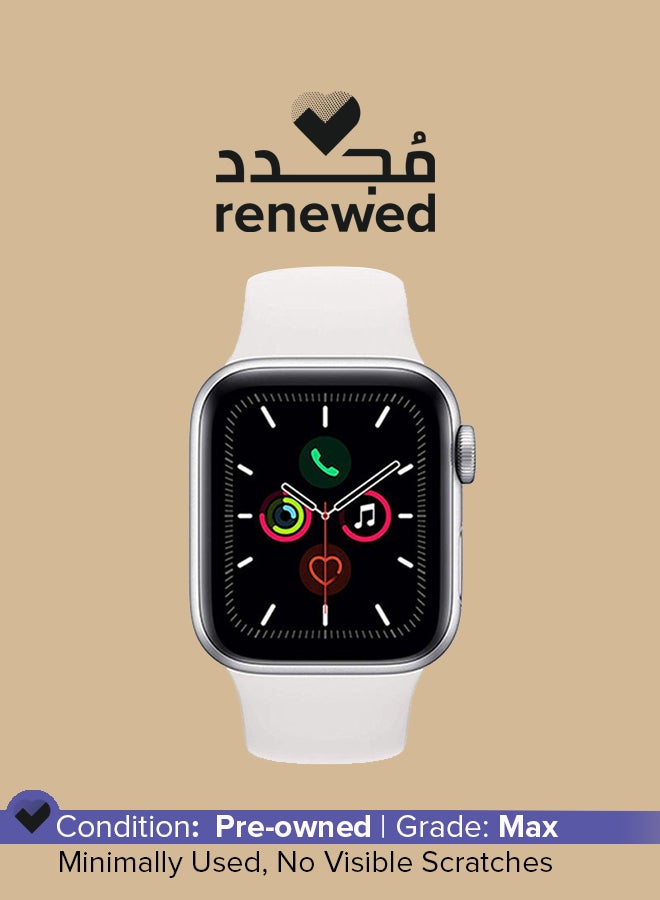 Apple Renewed - Watch Series 5-44mm GPS Silver Aluminium Case With White Sport Band  - Image 1