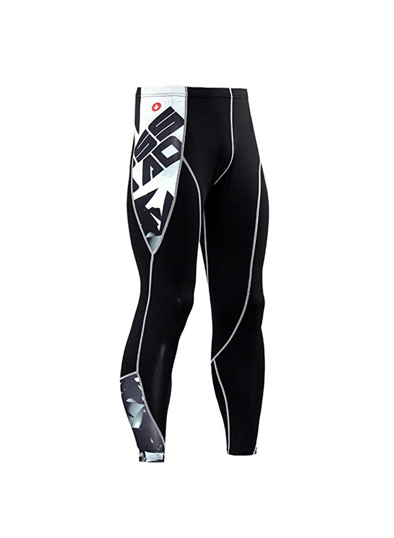 2-Piece Long Sleeve T-Shirt And Tight Set Black/White Printed  - Image 2
