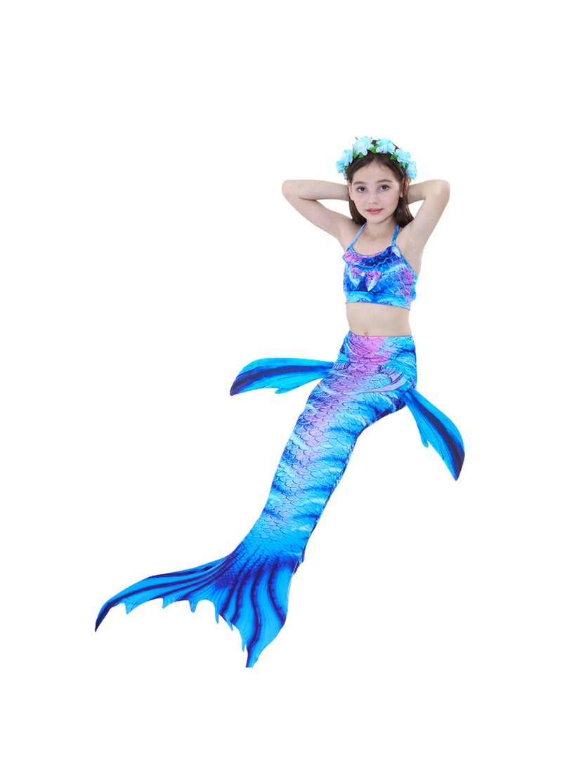 3-Piece Sparkle Bikini With Mermaid Tail Set Multicolour - Image 2