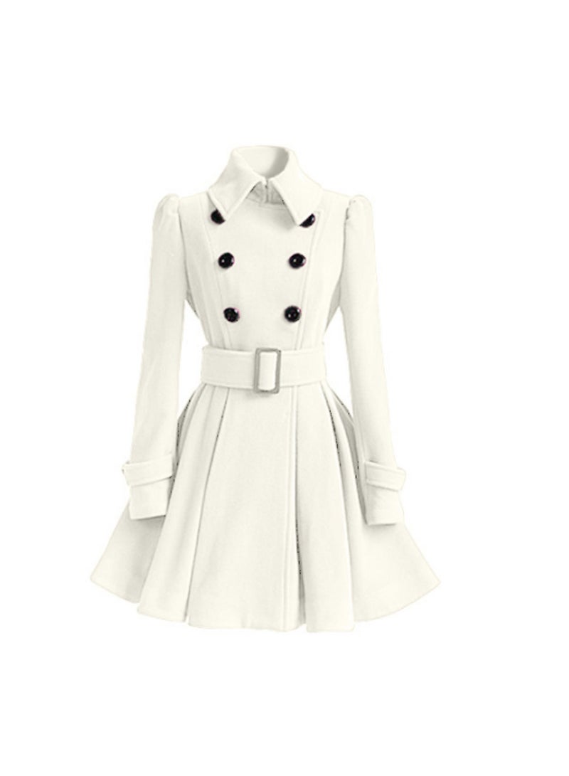Double Breasted Swing Coat White - Image 1