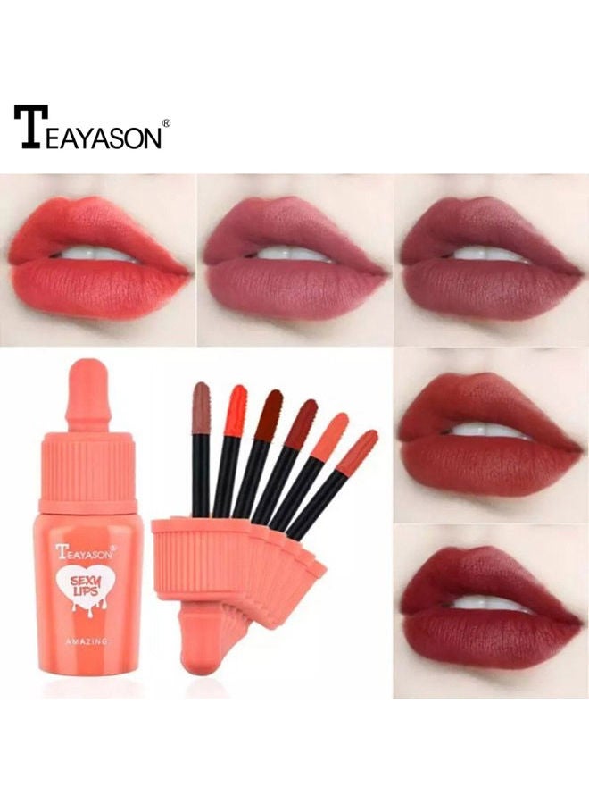 TEAYASON 6-Piece Waterproof Baby Bottle Matte Lipstick Multicolour - Image 3