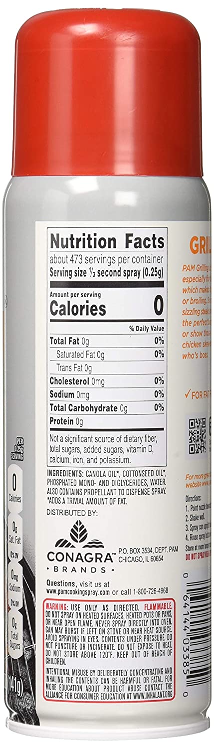 Pam - Fat Free Grilling Non Stick Cooking Spray With Vegetable Oil 141grams - Image 1