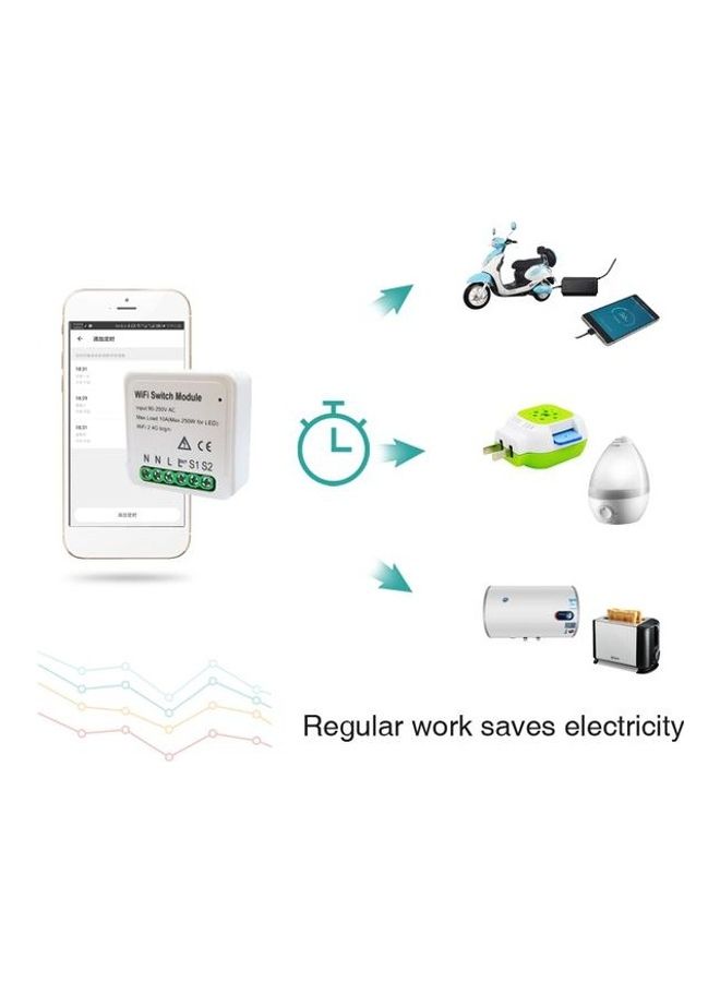 Smart WiFi Automation 2-Way Light Switch Module White  - Image 2