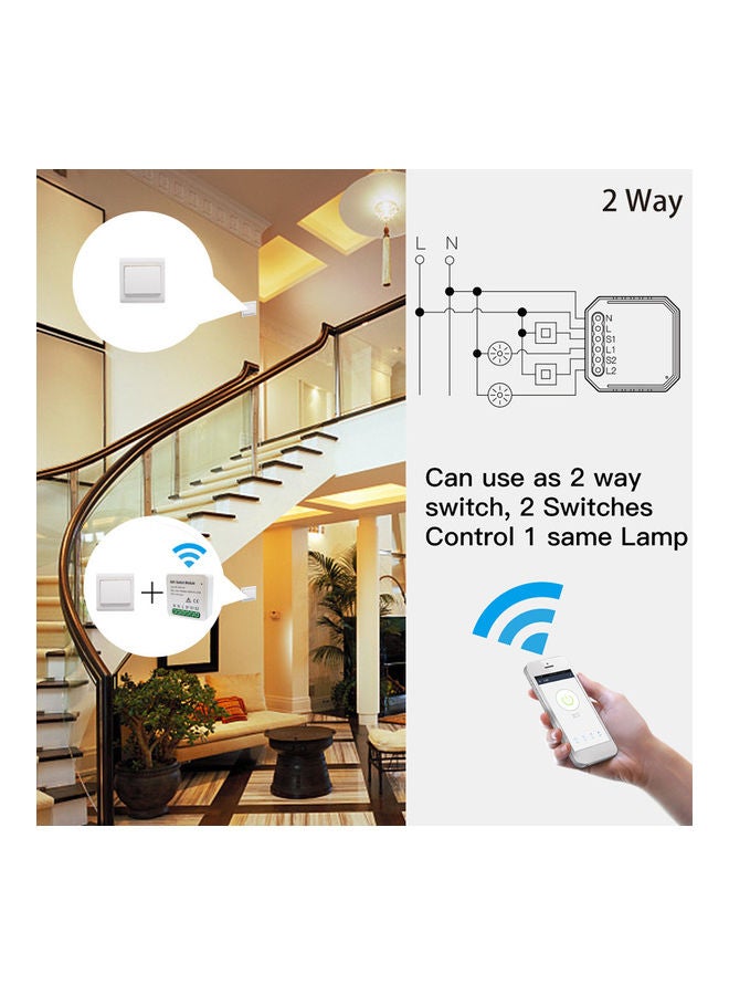 Smart WiFi Automation 2-Way Light Switch Module White  - Image 4
