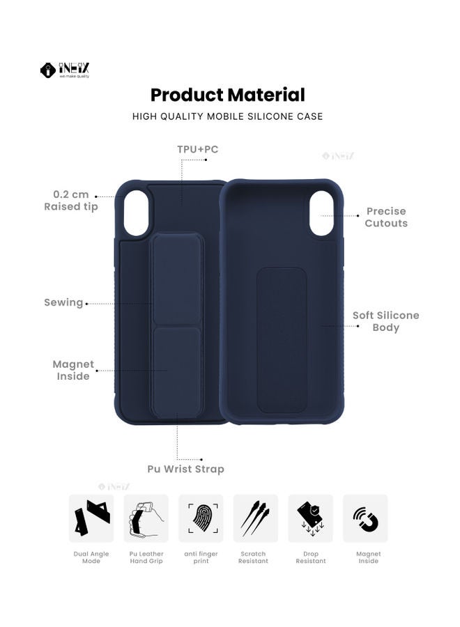 إينيكس غطاء حماية 3 في 1 بقبضة يد مغناطيسية لهاتف أبل آيفون X وXS أزرق - Image 2