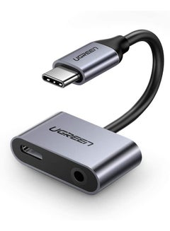 USB C to 3.5mm Adapter 2 IN 1 Aluminum USB C to 3.5mm Headphone Jack Adaptor Fast Charge & Audio Compatible for Huawei P30 Pro P20 P20 Pro Mate 20 Pro, OnePlus 8/8pro/7/7 Pro, Xiaomi Mi 9/8 Grey