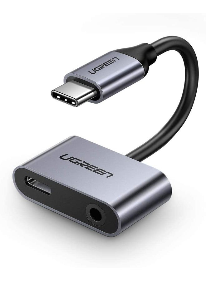 Ugreen - USB C to 3.5mm Adapter 2 IN 1 Aluminum USB C to 3.5mm Headphone Jack Adaptor Fast Charge & Audio Compatible for Huawei P30 Pro P20 P20 Pro Mate 20 Pro, OnePlus 8/8pro/7/7 Pro, Xiaomi Mi 9/8 Grey - Image 1