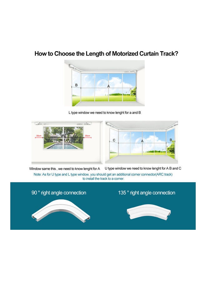 Motorized APP Controlled Curtain Blind Track System White  - Image 3