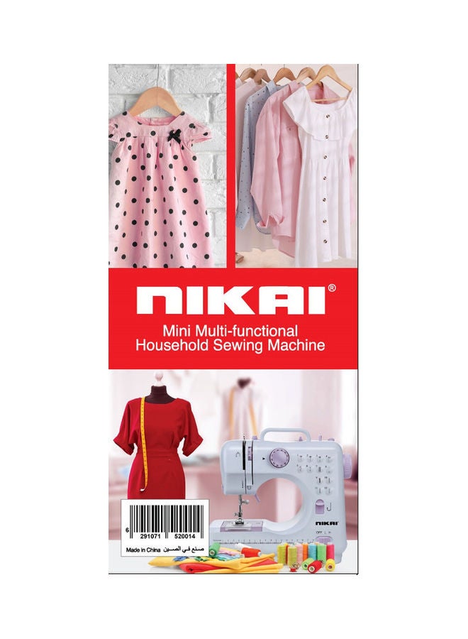 NIKAI - Mini Multi-Function Household Sewing Machine Built In Stitch Patterns NHSM505 White - Image 1