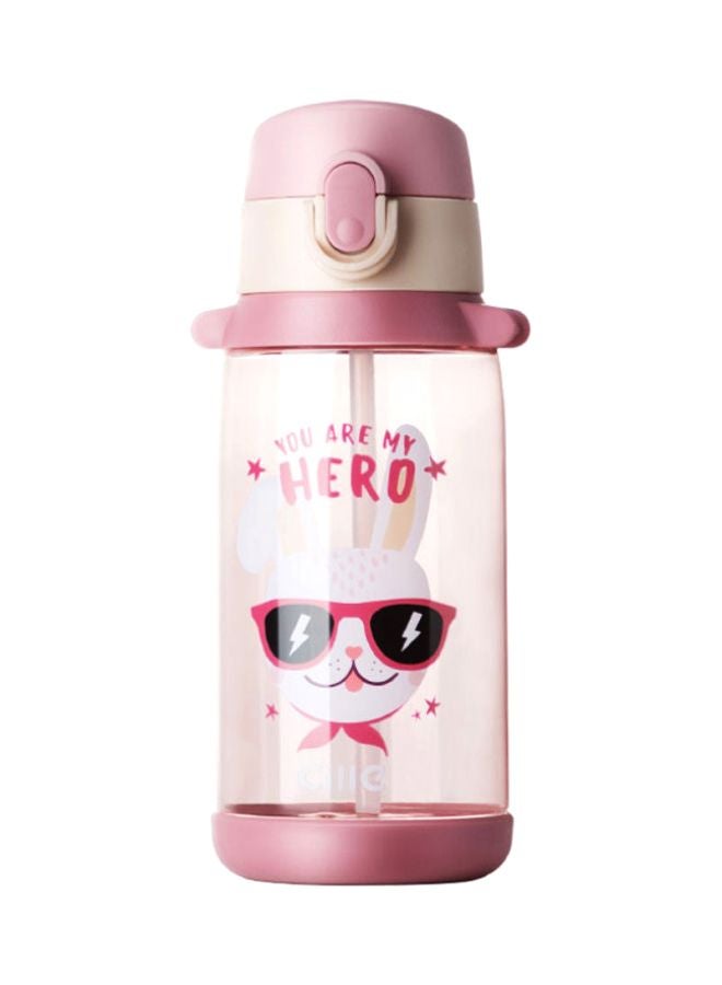 Beauenty Plastic Water Bottle With Straw Pink/Beige 20.5x7.7cm - Image 1