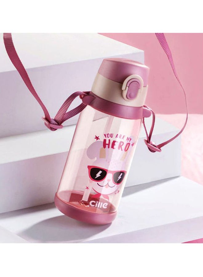 Beauenty Plastic Water Bottle With Straw Pink/Beige 20.5x7.7cm - Image 2