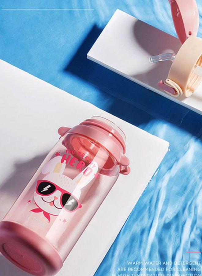 Beauenty Plastic Water Bottle With Straw Pink/Beige 20.5x7.7cm - Image 4