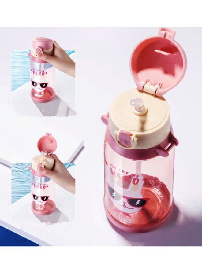 Beauenty Plastic Water Bottle With Straw Pink/Beige 20.5x7.7cm - Image 3