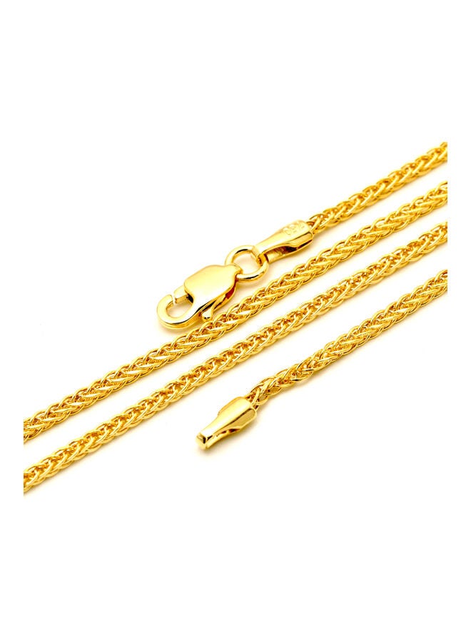Gold Zone - 18 Karat Real Gold Wide Wheat Chain Necklace - Image 1
