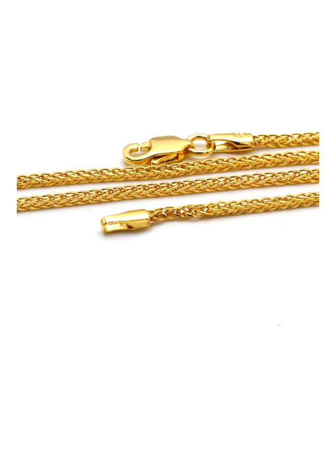 Gold Zone - 18 Karat Real Gold Wide Wheat Chain Necklace - Image 1
