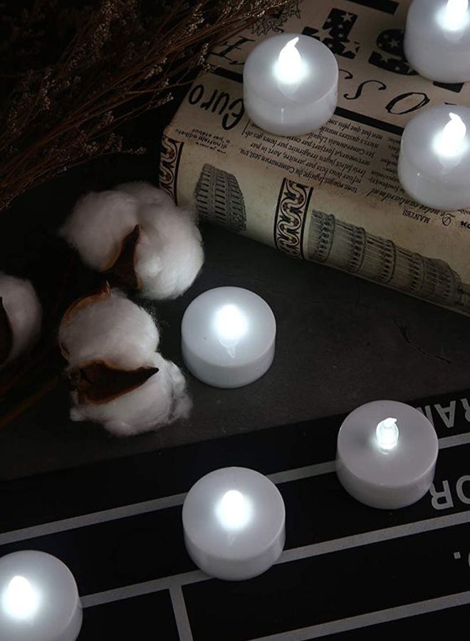 بيوينتي مصباح تي يعمل ببطارية وميض LED مكون من 12 قطعة أبيض 3x19سم - Image 3