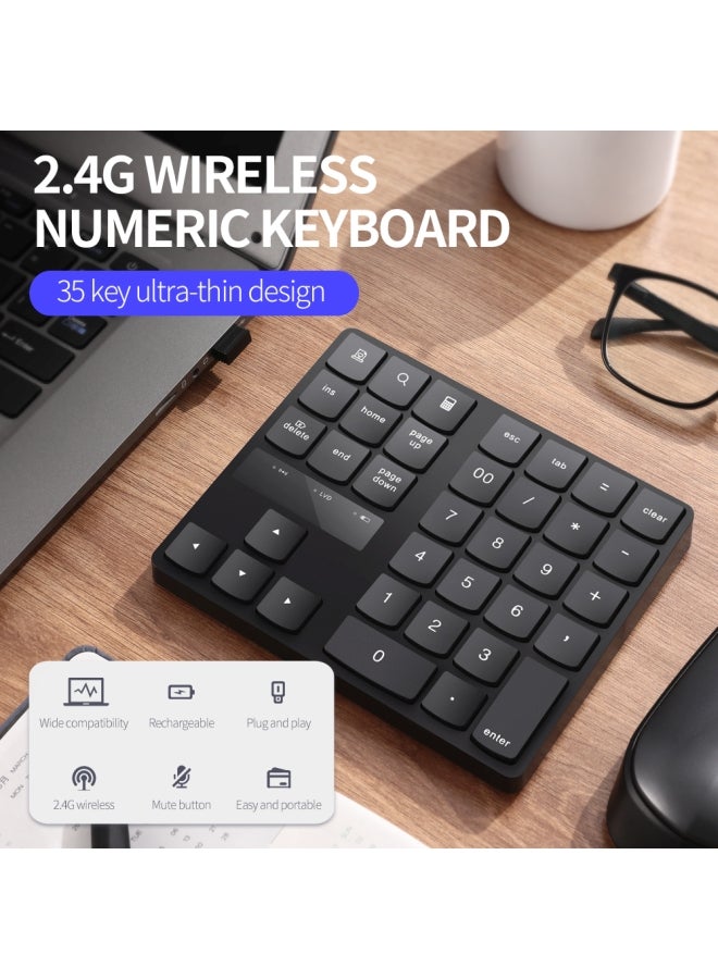 35-Key Portable Wireless Numeric Keyboard Black - Image 5