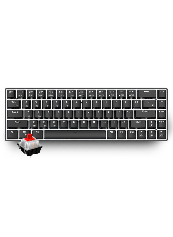 68-Key BT And Wired Dual Mode Keyboard With Backlight Black - Image 1