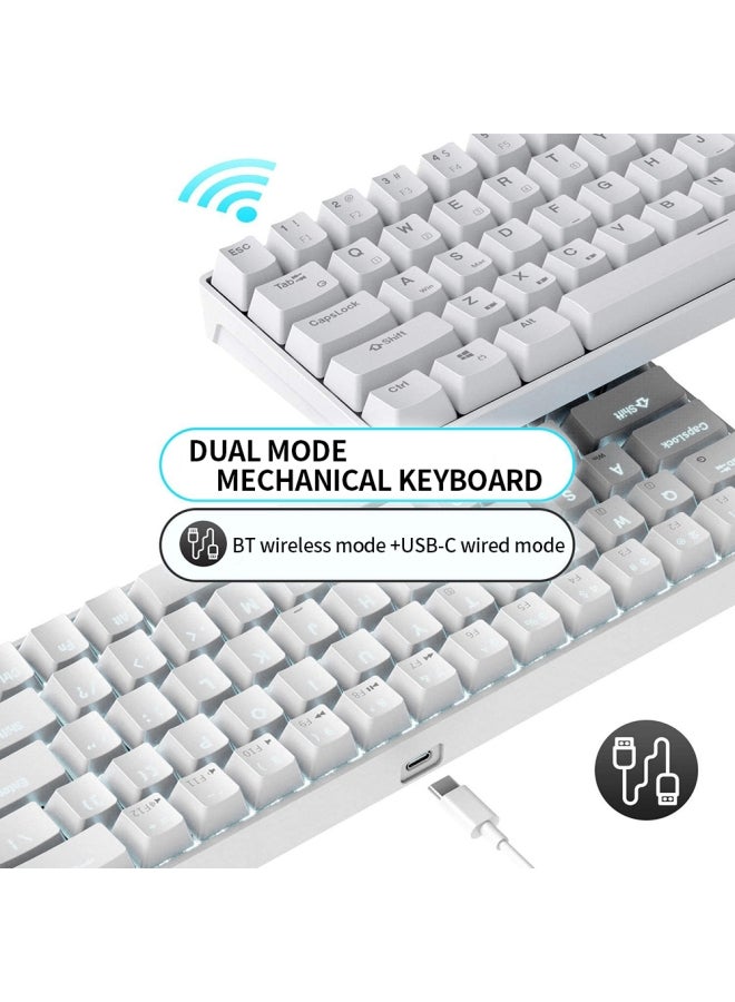 68-Key BT And Wired Dual Mode Keyboard With Backlight White - Image 3
