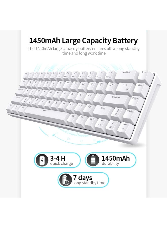 68-Key BT And Wired Dual Mode Keyboard With Backlight White - Image 4