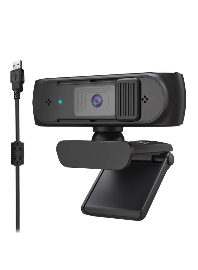 HXSJ USB Webcam with Dual Mics for Video Black  - Image 1