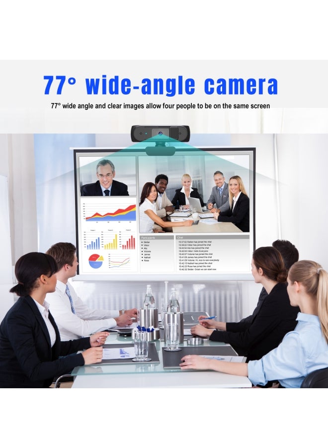 HXSJ USB Webcam with Dual Mics for Video Black  - Image 5