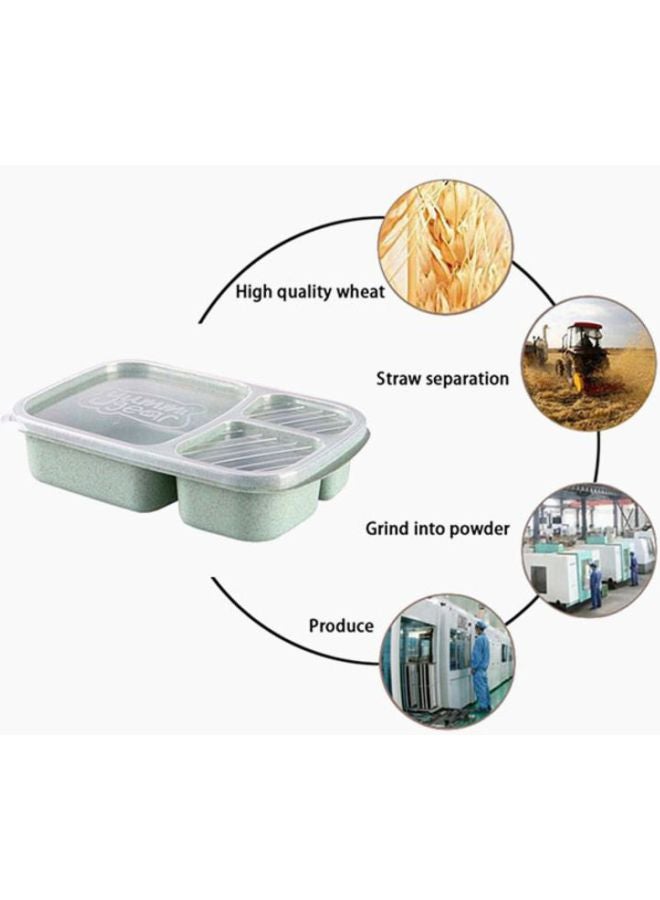 CYTHERIA 3 Grid Portable Food Storage Lunch Box Green/Clear 23.5cm  - Image 2