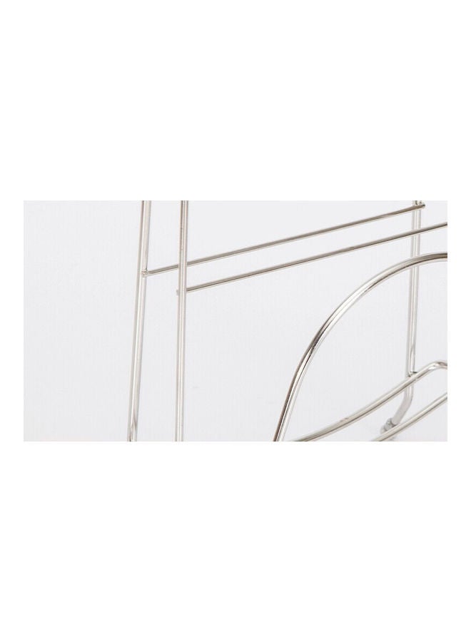fashionhome - Chopping Board Container Dish Drying Rack Silver/White 17 x 12 x 15.5cm - Image 1