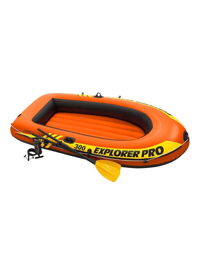 INTEX - Explorer Pro Inflatable Boat, Boat + Paddles + Pump, Three Person Black, Explorer Pro 300 Boat Set Ages 6+ 244x117x36cm - Image 1