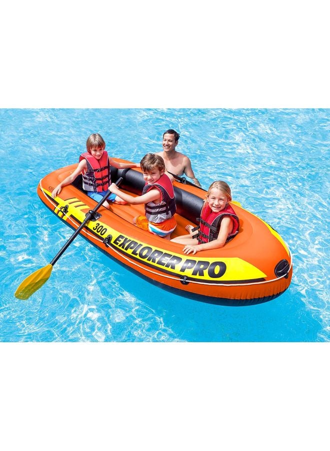 INTEX - Explorer Pro Inflatable Boat, Boat + Paddles + Pump, Three Person Black, Explorer Pro 300 Boat Set Ages 6+ 244x117x36cm - Image 1