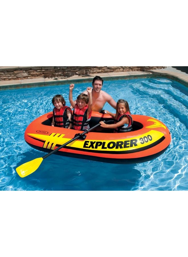 INTEX - Explorer Pro Inflatable Boat, Boat + Paddles + Pump, Three Person Black, Explorer Pro 300 Boat Set Ages 6+ 244x117x36cm - Image 1