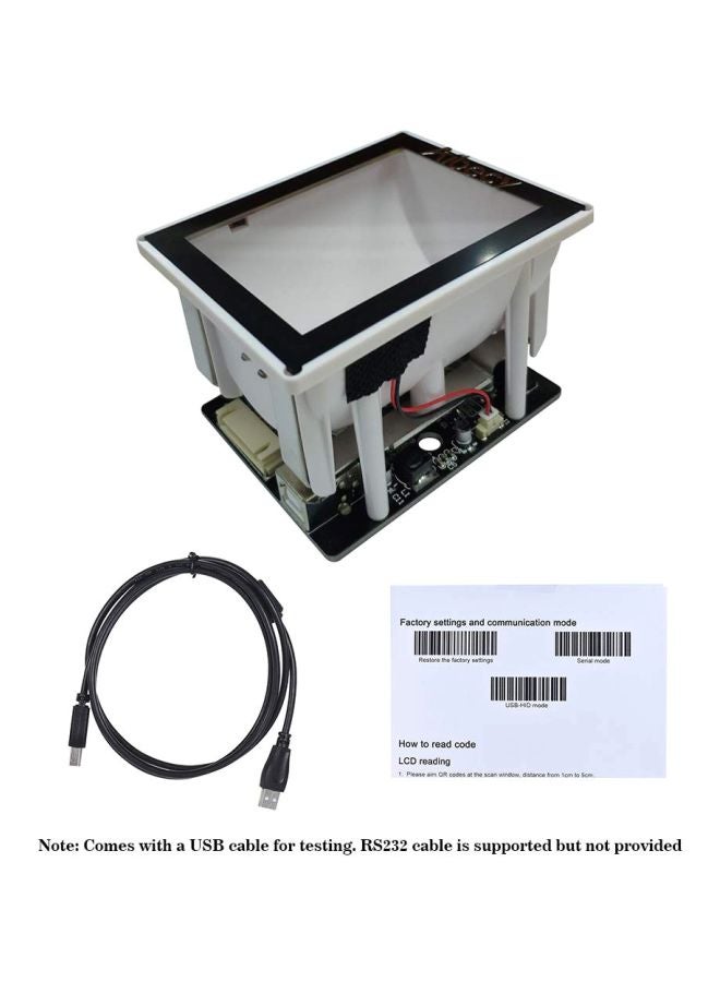 RS232 1D and 2D Embedded Scanner with USB Cable White/Black