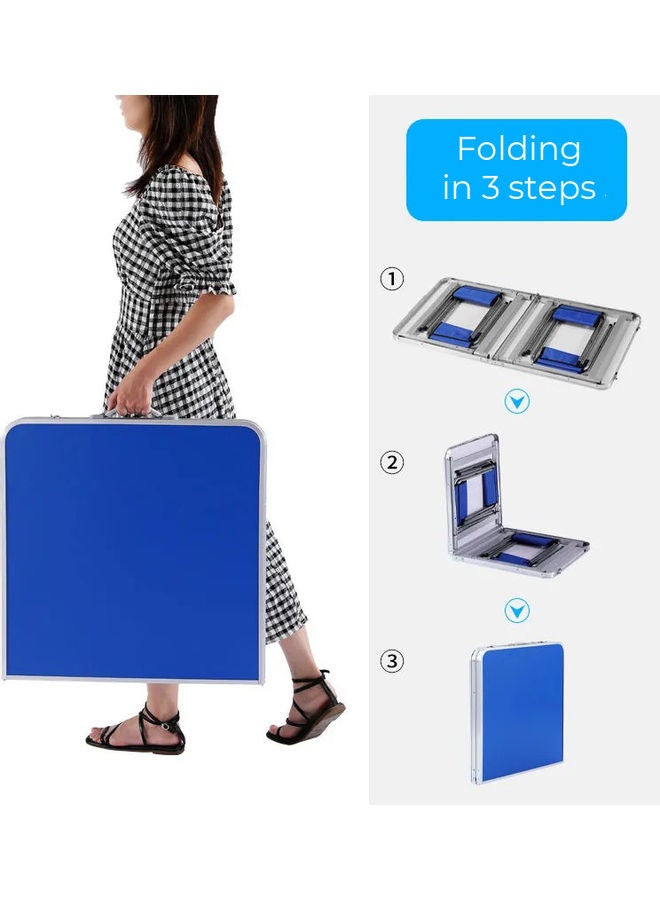 fashionhome - Adjustable Height Portable Table Light Blue - Image 1